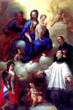 Maria SS.ma col Bambino, S. Giuseppe, S. Luigi Gonzaga, e S. Stanislao Kostka, olio di P. de Matteis