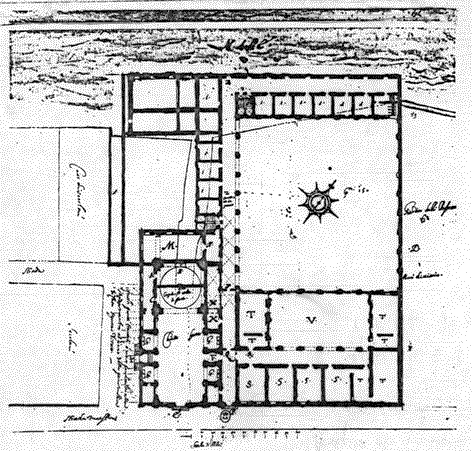 Pianta della chesa e convento nel 1624