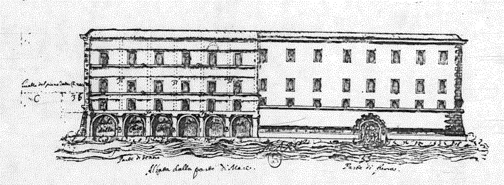 Facciata lato mare del Convento nel 1624